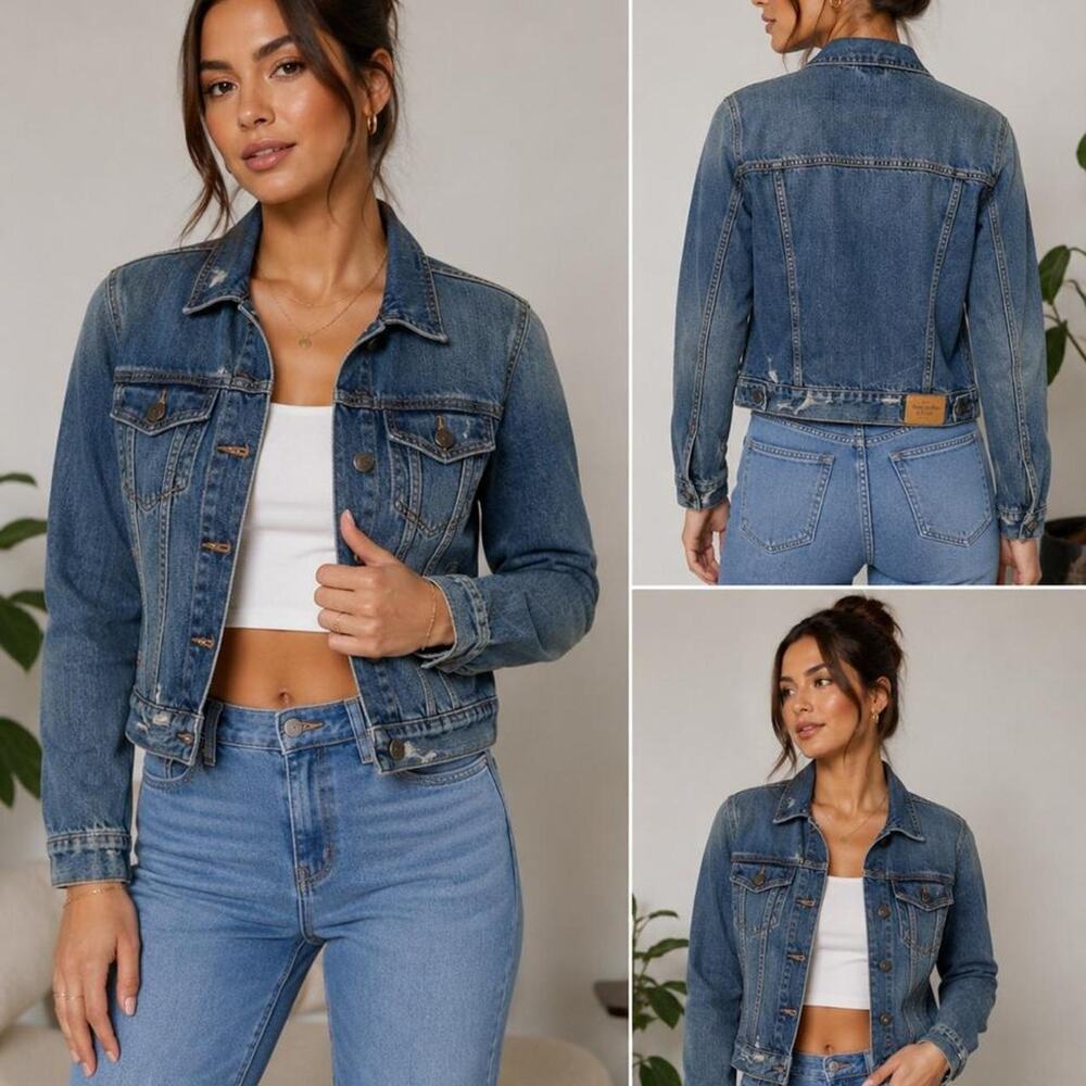 🍁Abercrombie & Fitch Women’s Blue Denim Jacket – Size Small